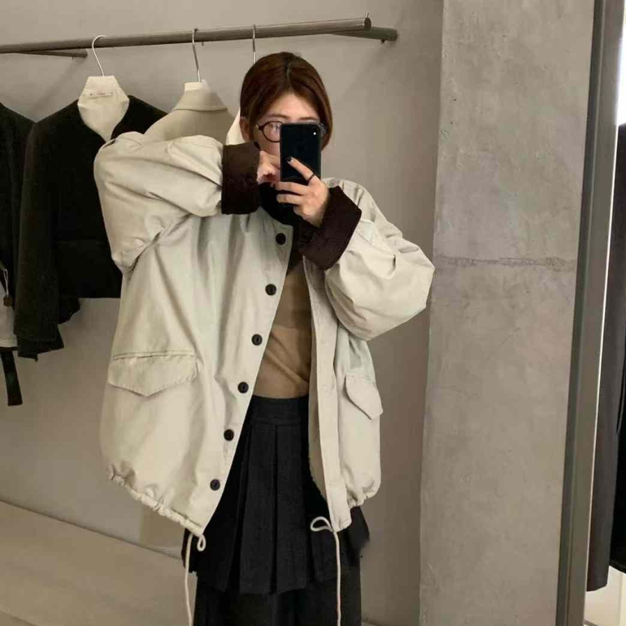 Colorblock Loose-Fit Fleece-Lined Windbreaker