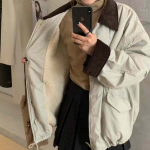 Colorblock Loose-Fit Fleece-Lined Windbreaker