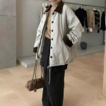 Colorblock Loose-Fit Fleece-Lined Windbreaker