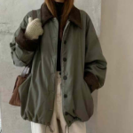 Colorblock Loose-Fit Fleece-Lined Windbreaker