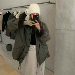 Colorblock Loose-Fit Fleece-Lined Windbreaker