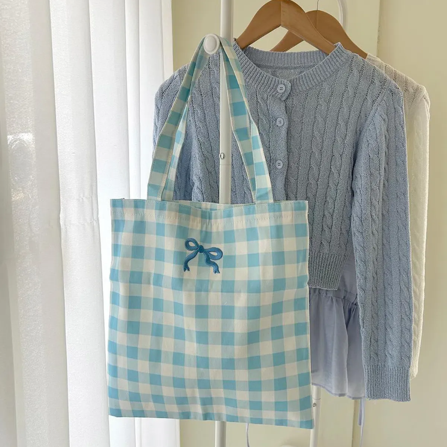 Ribbon Check Eco Bag — нежный акцент в повседневном образе