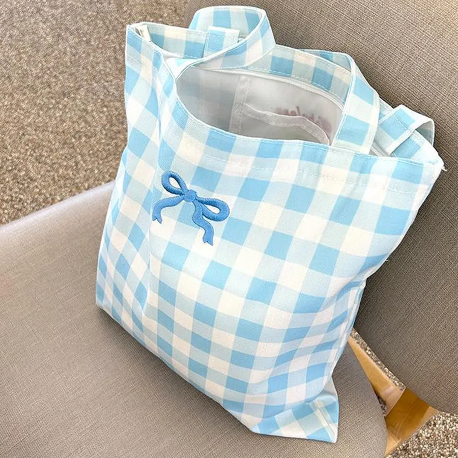 Ribbon Check Eco Bag — нежный акцент в повседневном образе