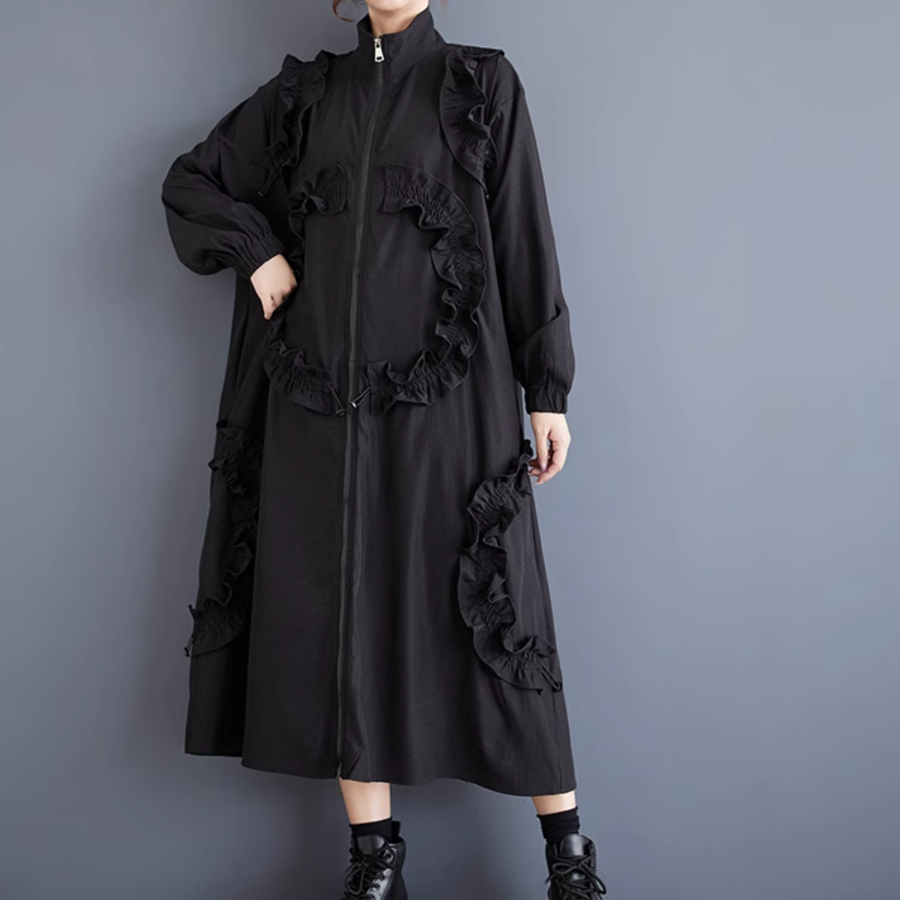 Big Size Lace Long Windbreaker