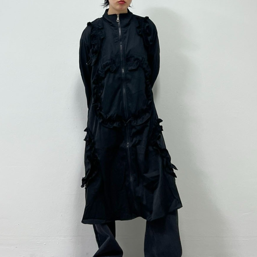 Big Size Lace Long Windbreaker