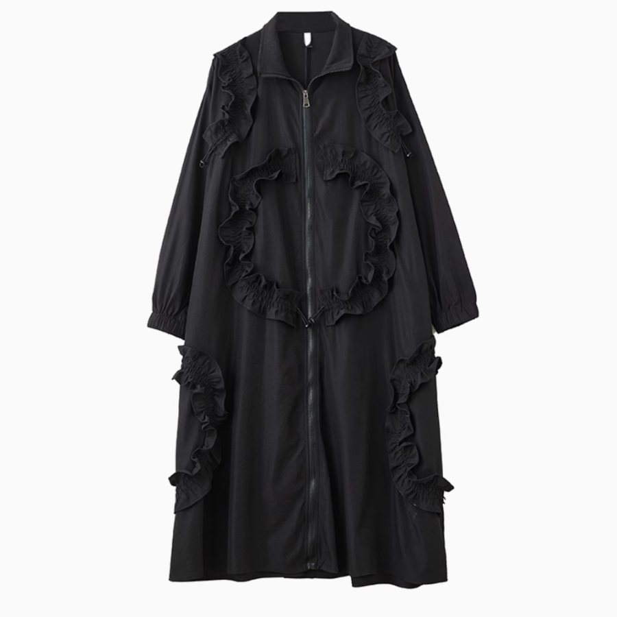 Big Size Lace Long Windbreaker