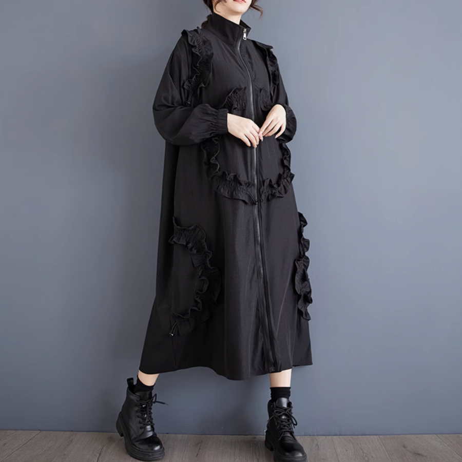 Big Size Lace Long Windbreaker