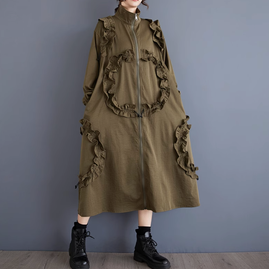 Big Size Lace Long Windbreaker