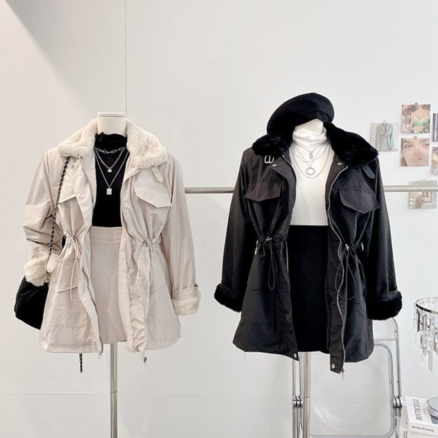 High Neck Mink-Fur Mustang Windbreaker