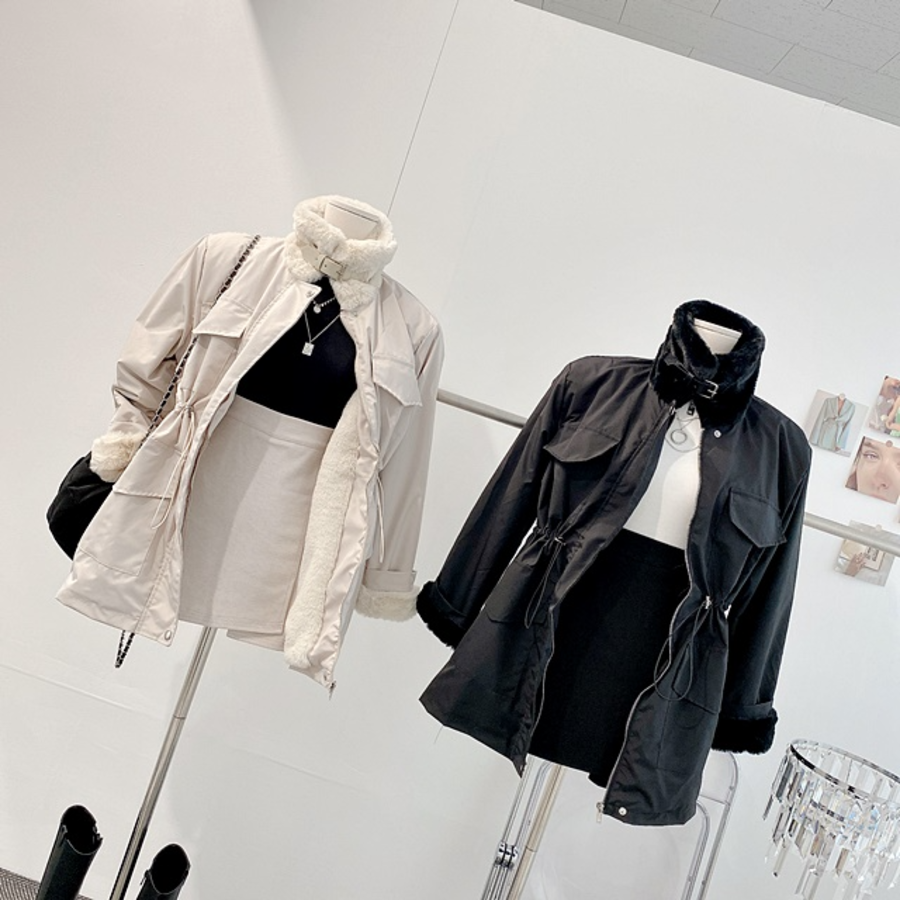 High Neck Mink-Fur Mustang Windbreaker