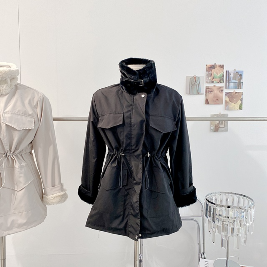 High Neck Mink-Fur Mustang Windbreaker