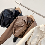 Slim Balloon Pocket Crop Leather Rider