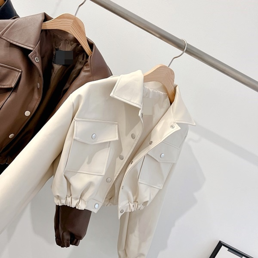 Slim Balloon Pocket Crop Leather Rider