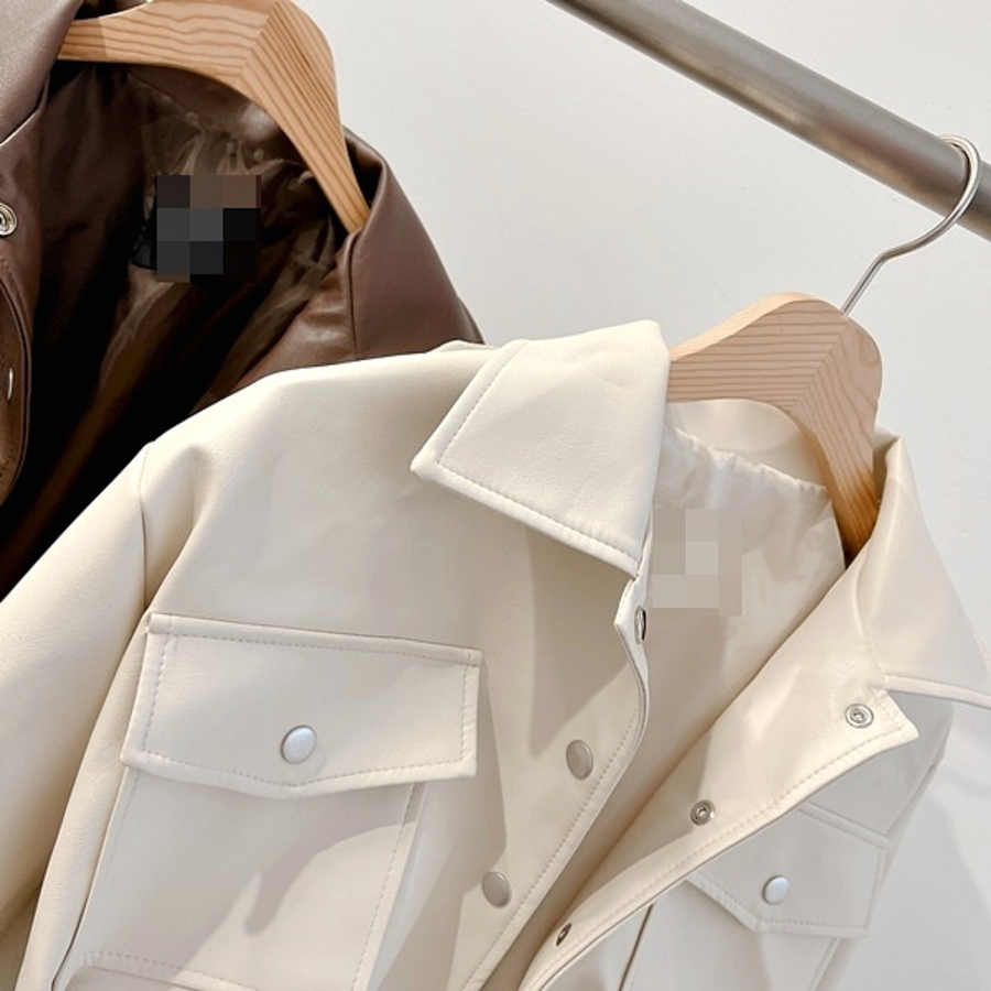 Slim Balloon Pocket Crop Leather Rider