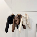 Slim Balloon Pocket Crop Leather Rider