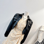 Slim Balloon Pocket Crop Leather Rider