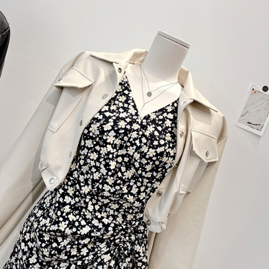 Slim Balloon Pocket Crop Leather Rider