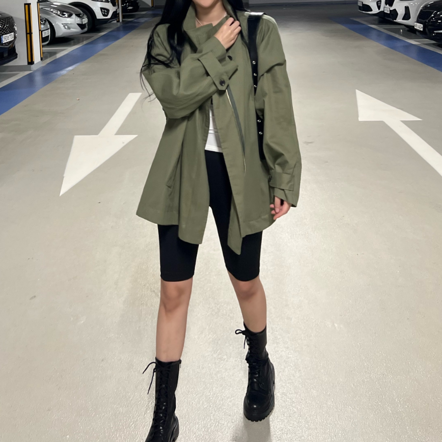 Selly High Neck Short Trench Windbreaker