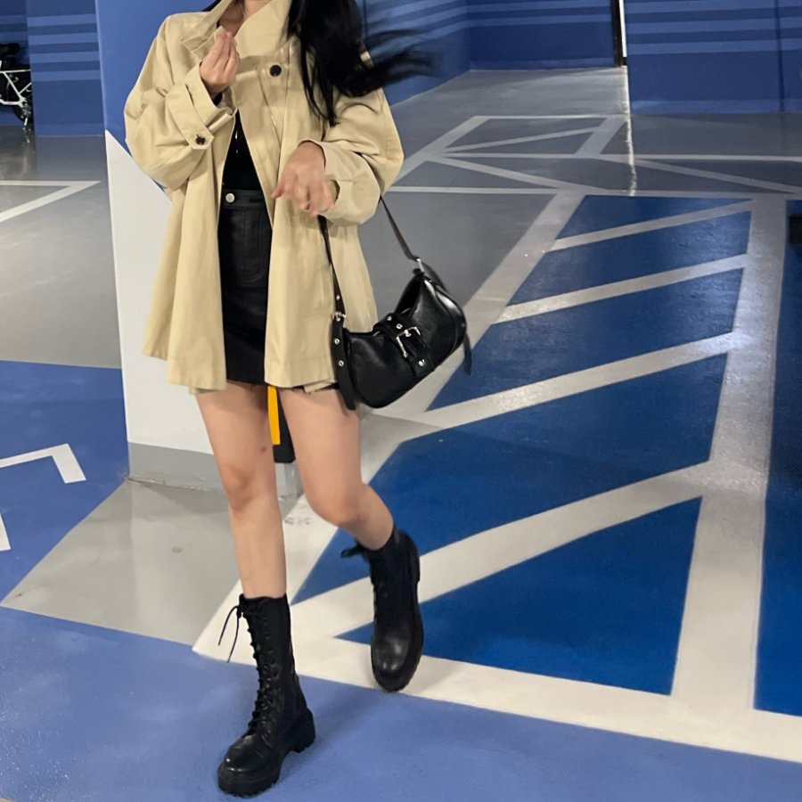 Selly High Neck Short Trench Windbreaker