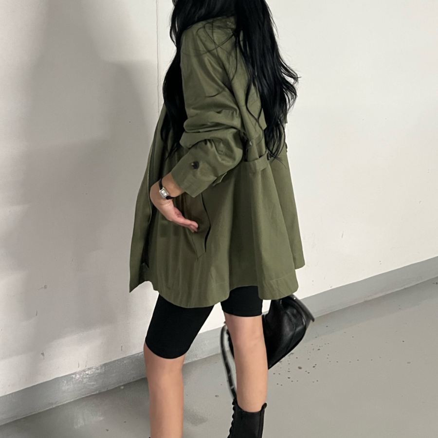 Selly High Neck Short Trench Windbreaker