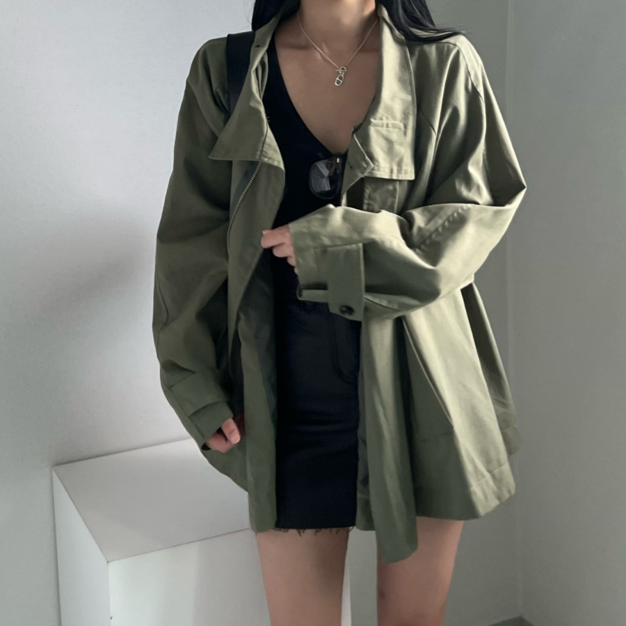 Selly High Neck Short Trench Windbreaker