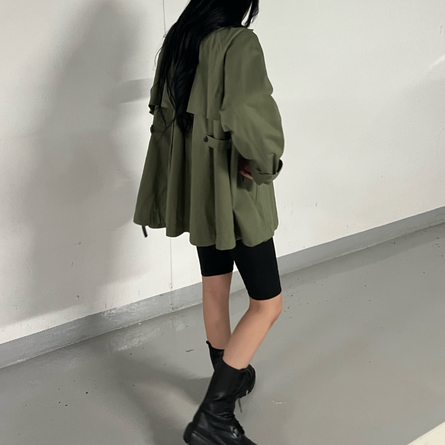 Selly High Neck Short Trench Windbreaker