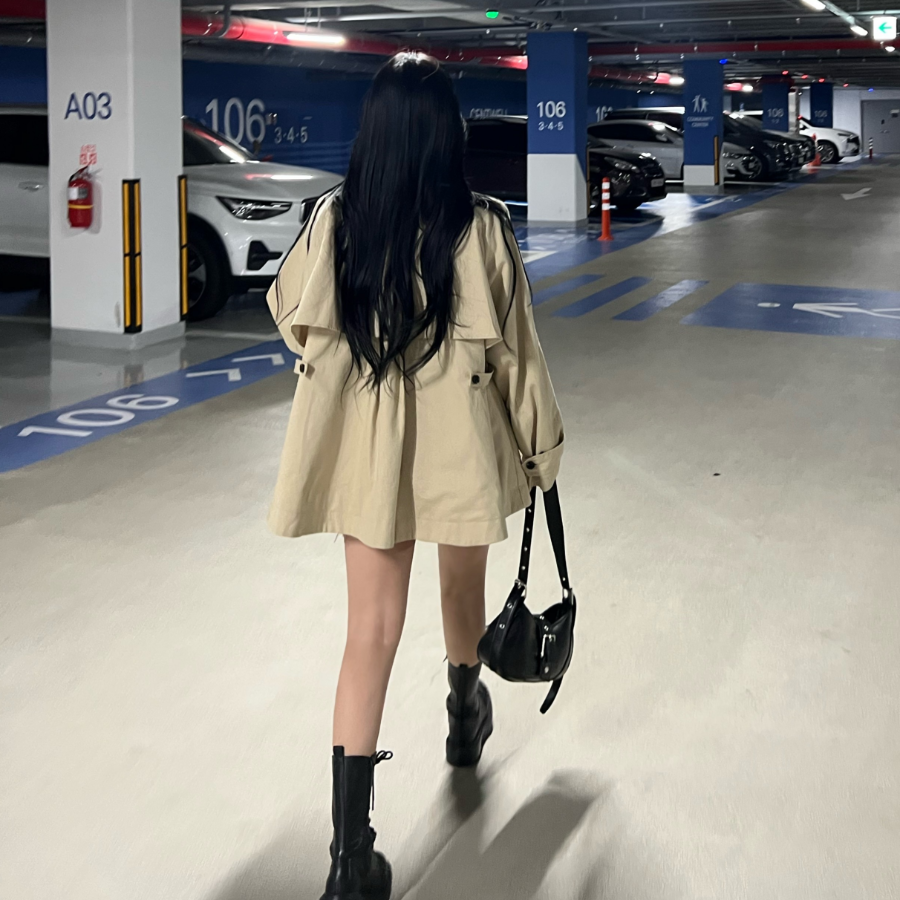 Selly High Neck Short Trench Windbreaker