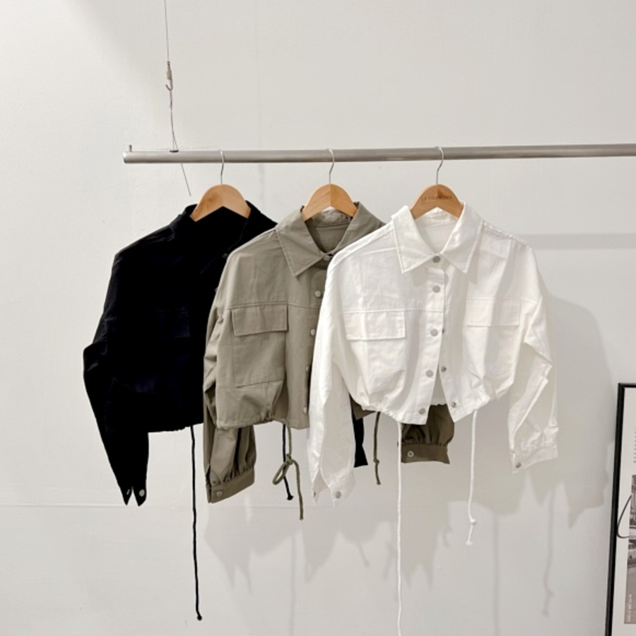 Summer CM Oversized Button Collar Crop Yasan