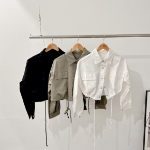 Summer CM Oversized Button Collar Crop Yasan