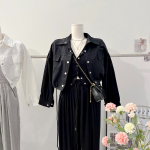 Summer CM Oversized Button Collar Crop Yasan