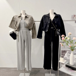 Summer CM Oversized Button Collar Crop Yasan