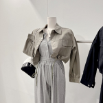 Summer CM Oversized Button Collar Crop Yasan