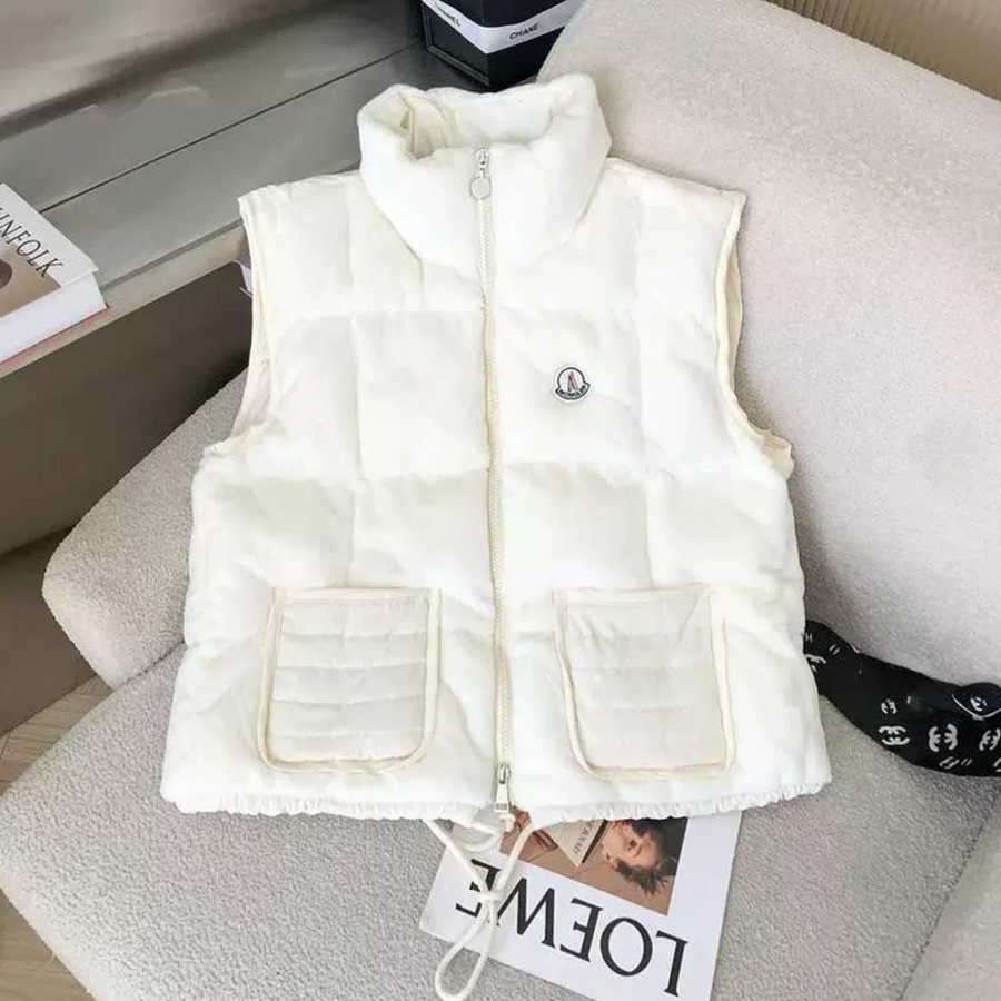 Down Shirring Velvet Vest