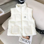 Down Shirring Velvet Vest