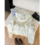 Glossy White Duck Down Hooded Puffer