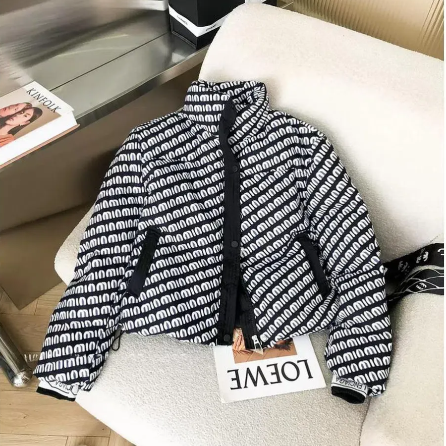 Black Down Velvet Stand Collar Puffer