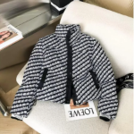 Black Down Velvet Stand Collar Puffer