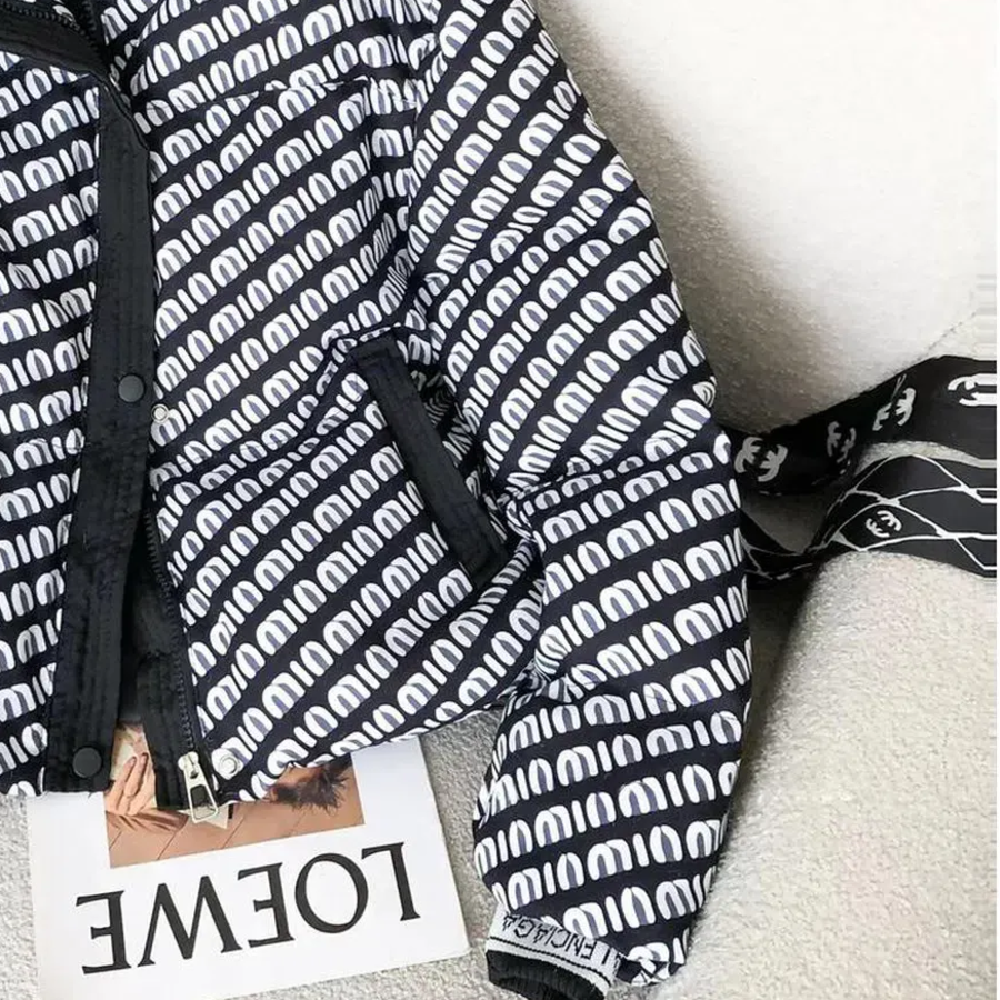 Black Down Velvet Stand Collar Puffer