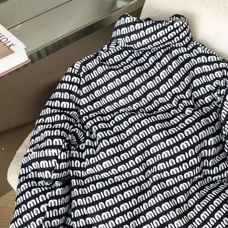 Black Down Velvet Stand Collar Puffer