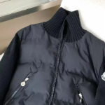 Black Knit High Collar Zip-up Puffer