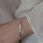 Серебряный браслет с двойным кольцом и цепочкой