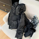 Black White Duck Down Hooded Puffer