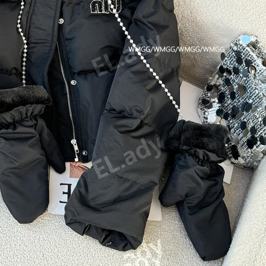 Black White Duck Down Hooded Puffer