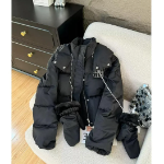 Black White Duck Down Hooded Puffer