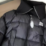 Black Down Knit Collar Velvet Cotton Puffer