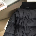 Black Down Knit Collar Velvet Cotton Puffer