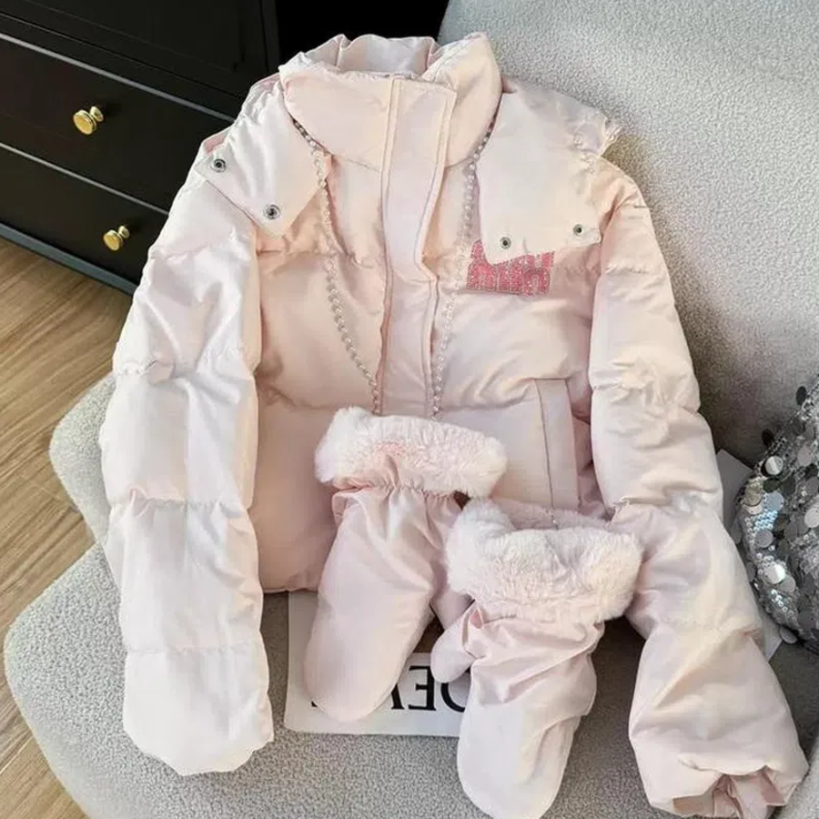 Pink White Duck Down Puffer