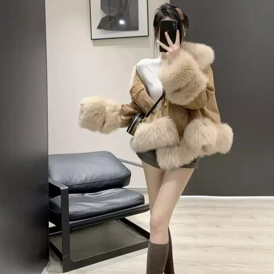 Mink Fur Loose Casual Puffer