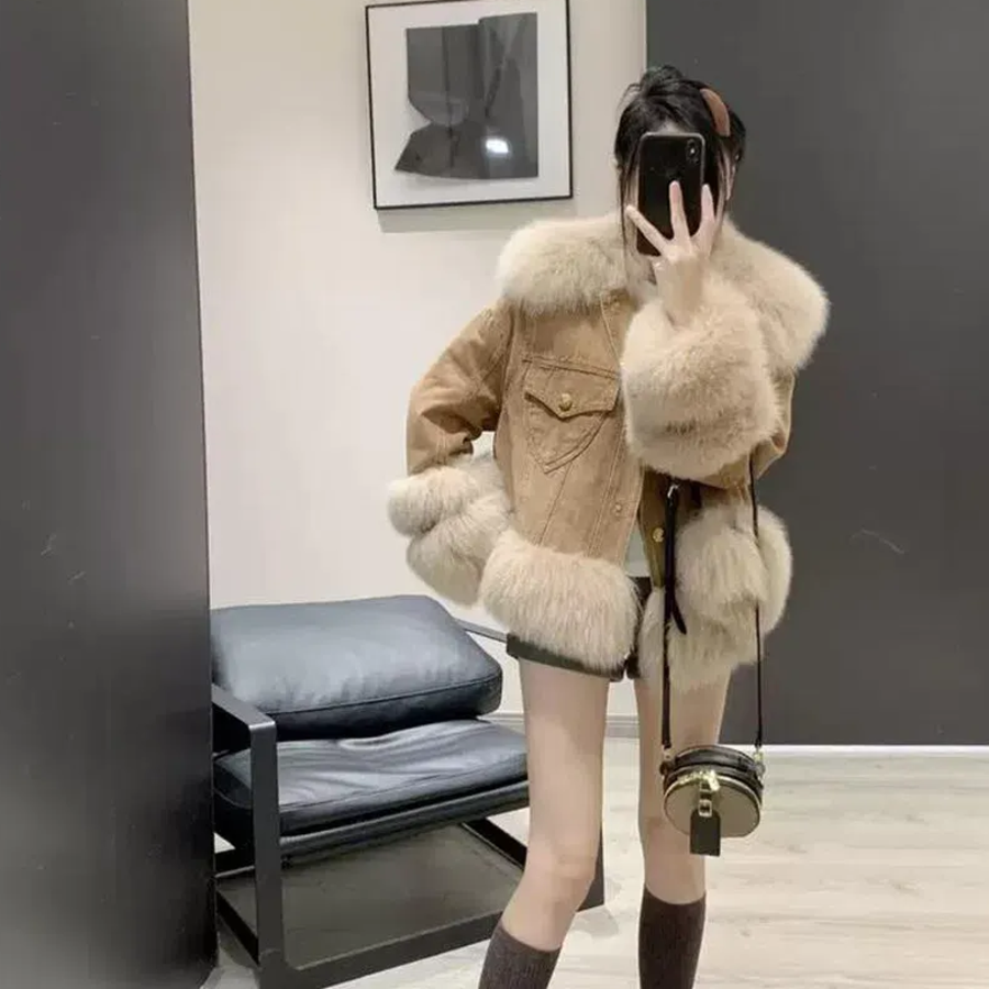 Mink Fur Loose Casual Puffer