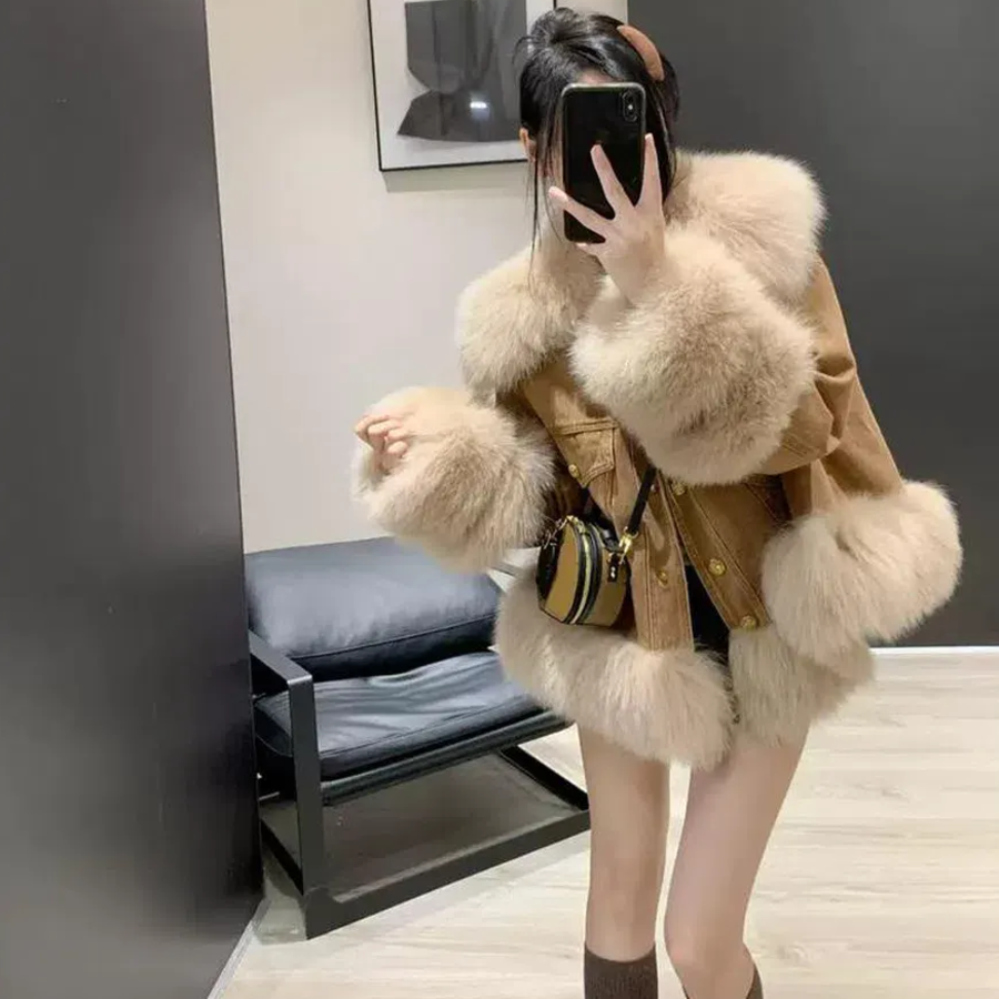 Mink Fur Loose Casual Puffer